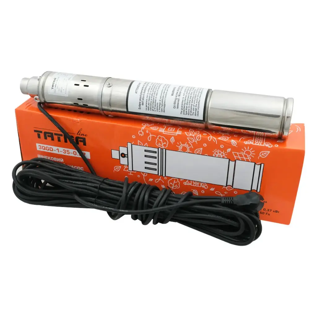 [Sa88424] Свердловинний Шнековий Насос TATRA-Line 0.37 КВт, Q.Max 25л/Хв., H.Max 70м. 3QGD-1-35